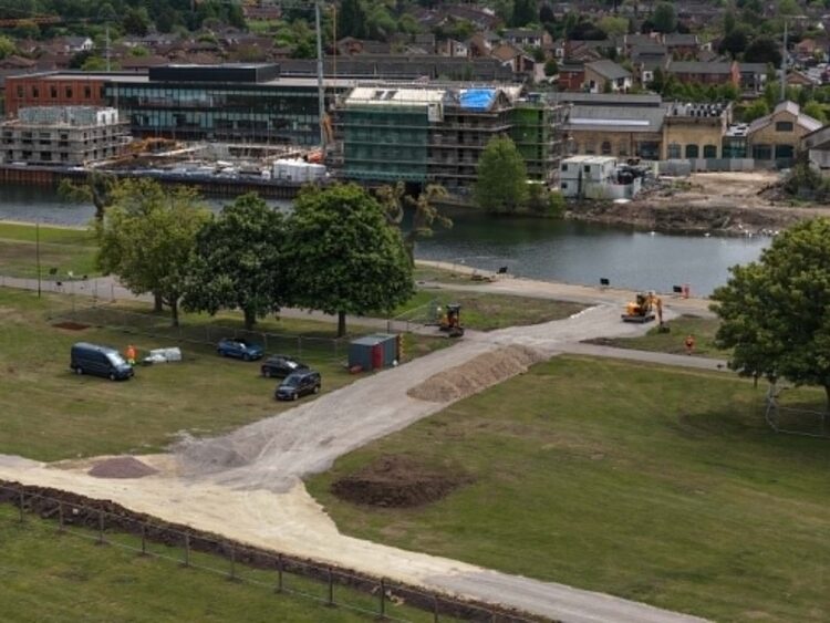 Construction preparation work begins on the new £8.3m Cygnet Bridge project in Peterborough. Photo: Terry Harris/CambsNews