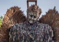 The 27ft Knife Angel sculpture is made from more than 100,000 seized blades collected by police forces across the UK.