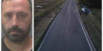 Levi Loveridge (left) fled after crashing into an oncoming Toyota at speeds of up to 91mph, leaving two victims with life-changing injuries. Volvo pictured left, Toyota right