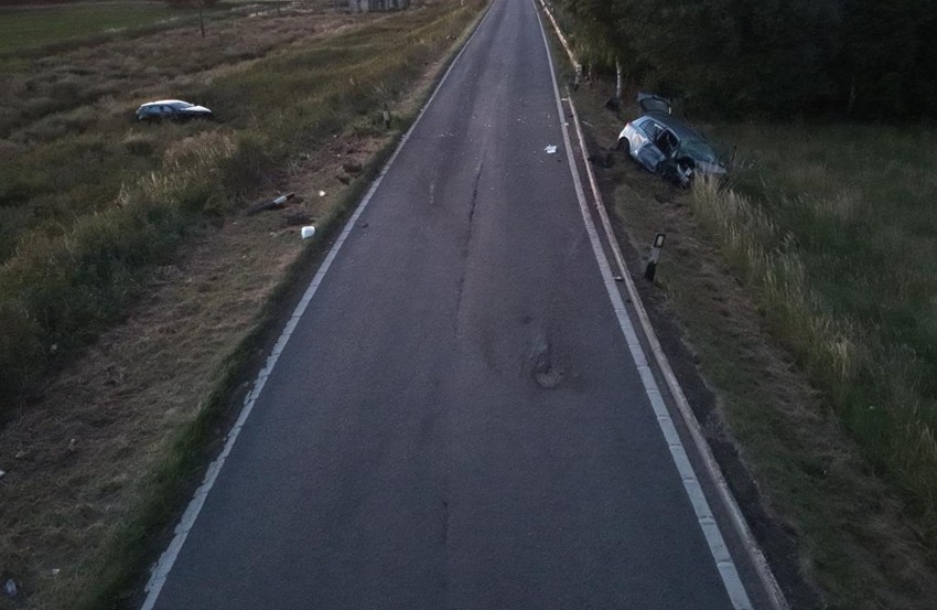 Wreckage at the scene in North Bank, Thorney, after a high-speed collision left two people seriously injured. Volvo pictured left, Toyota right.