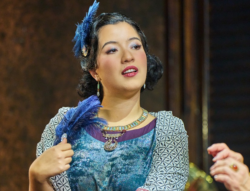 The company of Death on the Nile brings 1920s glamour and sparkling comedy to life aboard Mike Britton’s magnificent two-level Nile steamer set at Cambridge Arts Theatre. Photo by Manuel Harlan.