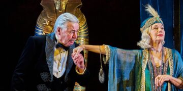 Romance, revenge, and murder collide as the passengers aboard the Nile steamer navigate jealousy and betrayal in Cambridge Arts Theatre’s acclaimed new staging of Death on the Nile. Photo by Manuel Harlan