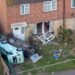 Extensive damage is seen after a blue Ford Mondeo crashed into a house in Paston Ridings, Peterborough, leaving two people seriously injured. Photo: Terry Harris/CambsNew