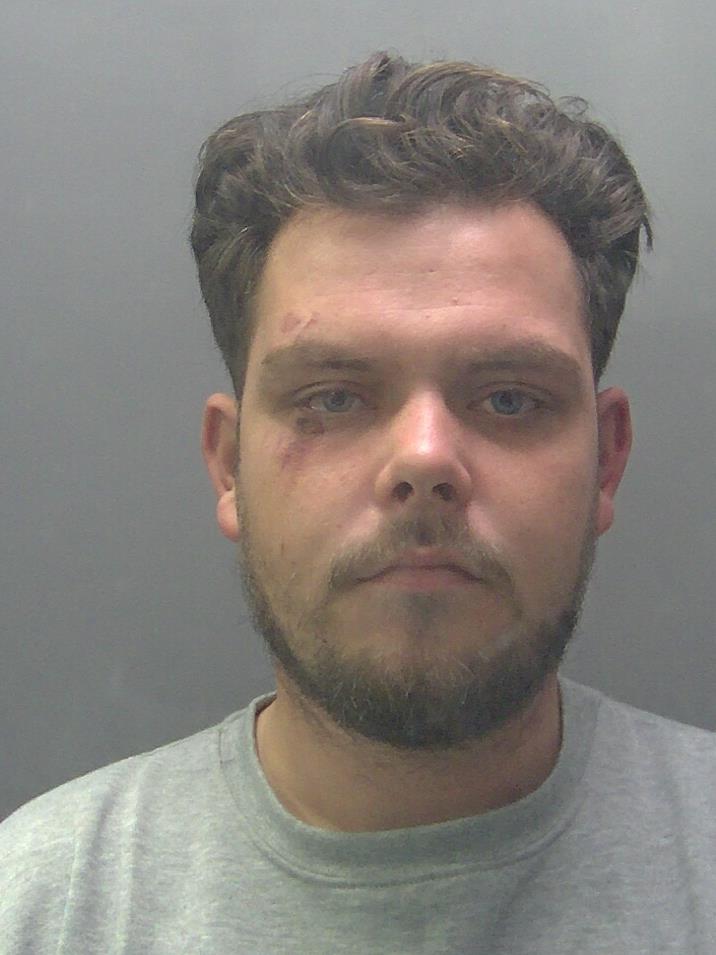 Sonny Loveridge pictured in custody before failing to return to an open prison in Suffolk while serving an 11-year-and-eight-month sentence.